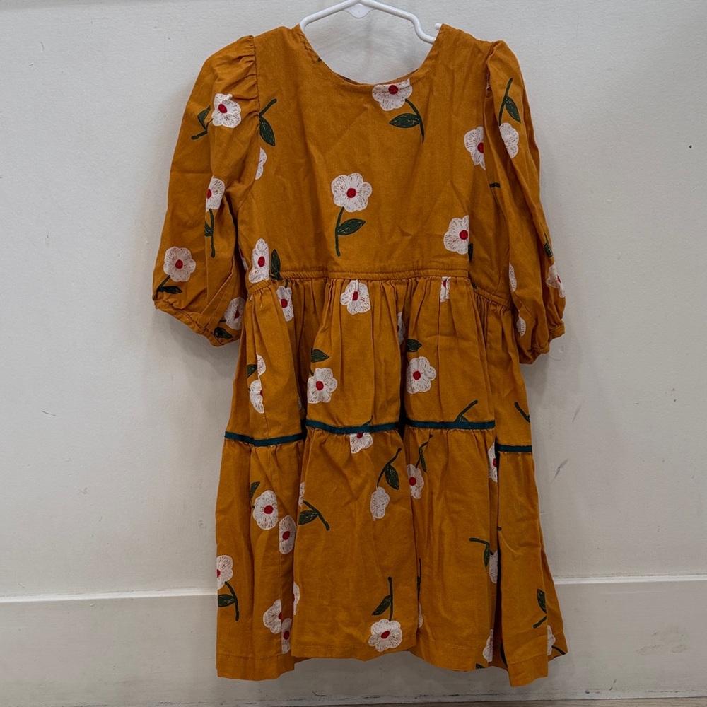 Pink Chicken Golden Floral Kids Dress